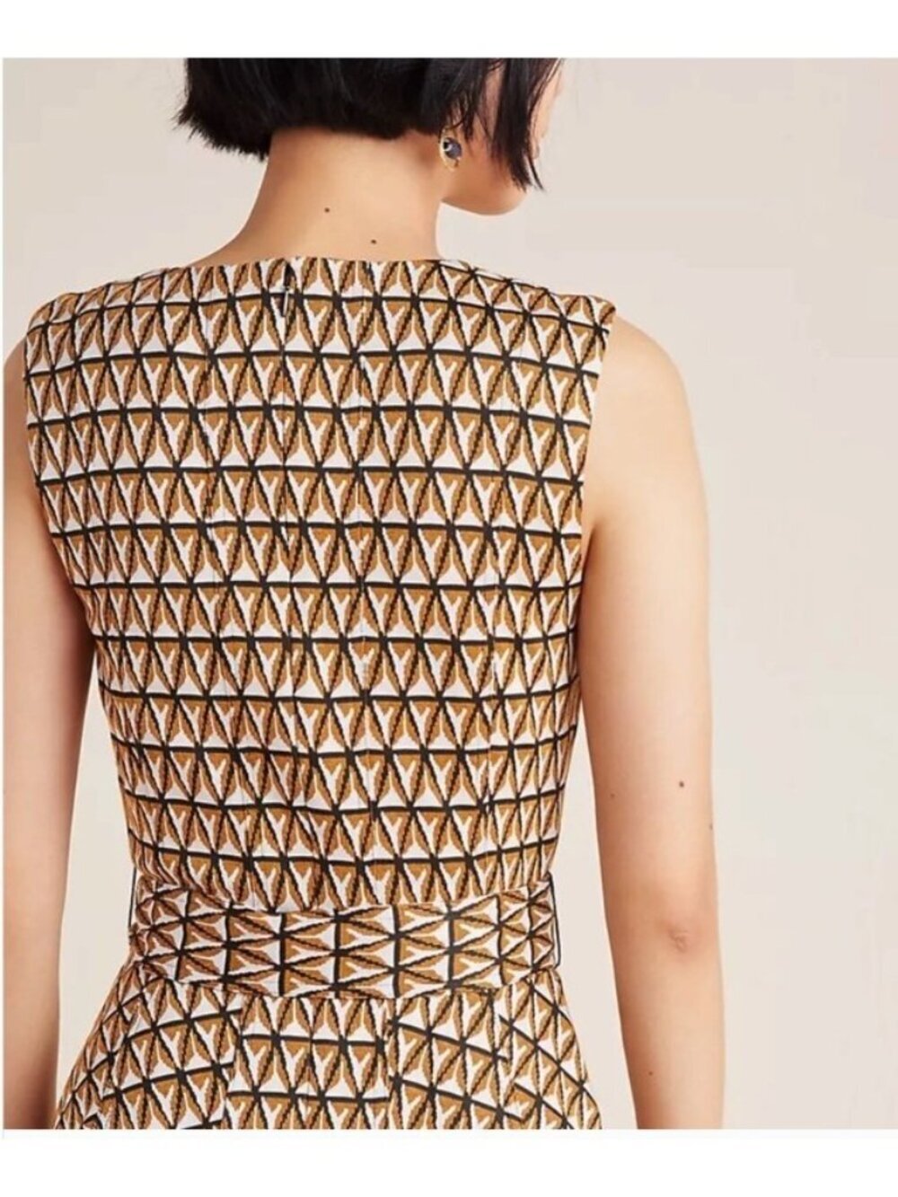 Hutch for Anthropologie Amina Geometric Knit Fit & Flare Dress Belted Size M - Picture 3 of 9